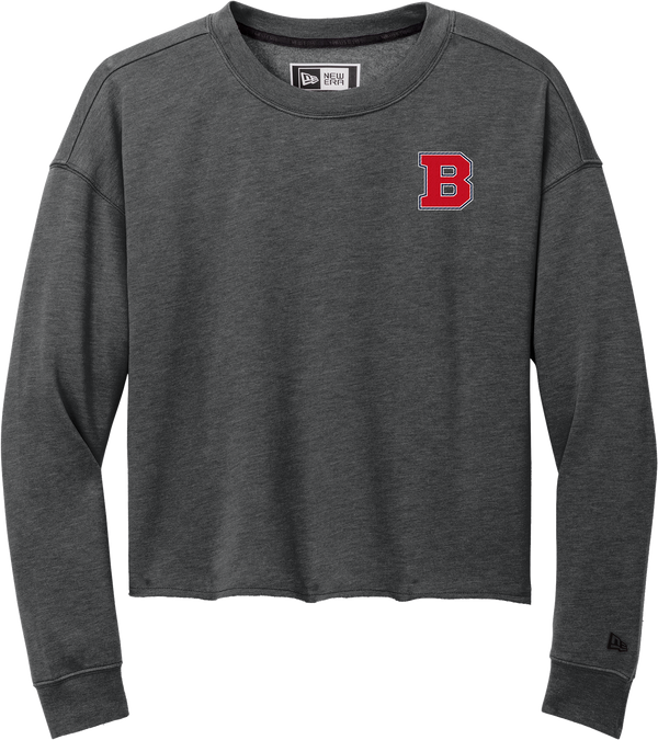 CT Bobcats New Era Ladies Tri-Blend Fleece Crop Crew